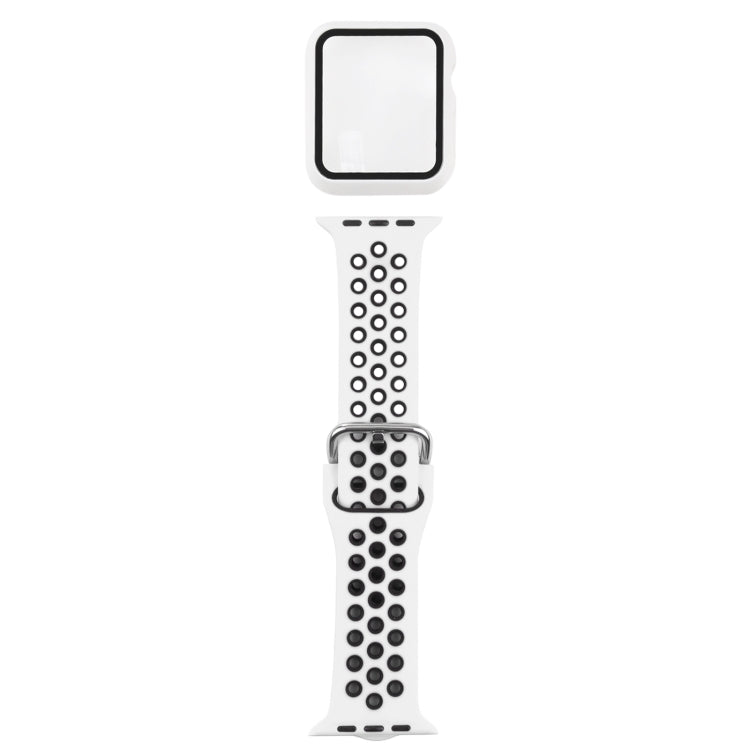 矽膠替換錶帶 + 帶螢幕保護貼的保護殼套裝，適用於 Apple Watch Series 3 & 2 & 1 38mm，適用於 Apple Watch Series 6 / 5 / 4 / Watch SE 40mm