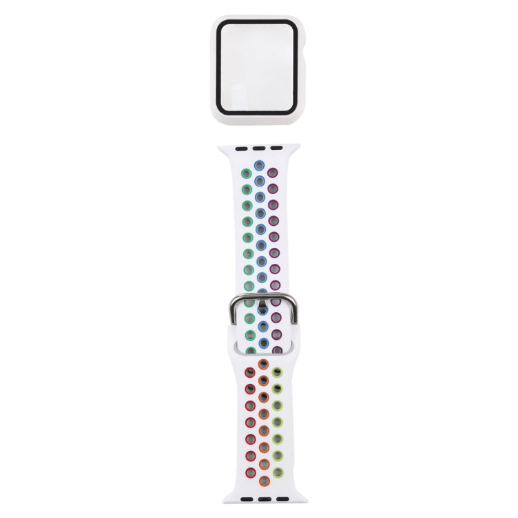 矽膠替換錶帶 + 帶螢幕保護貼的保護殼套裝，適用於 Apple Watch Series 3 & 2 & 1 38mm，適用於 Apple Watch Series 6 / 5 / 4 / Watch SE 40mm