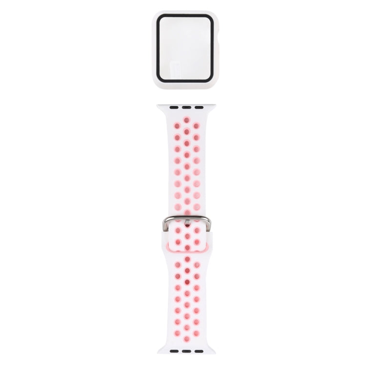 矽膠替換錶帶 + 帶螢幕保護貼的保護殼套裝，適用於 Apple Watch Series 3 & 2 & 1 38mm，適用於 Apple Watch Series 6 / 5 / 4 / Watch SE 40mm