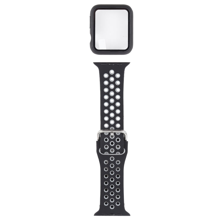 矽膠替換錶帶 + 帶螢幕保護貼的保護殼套裝，適用於 Apple Watch Series 3 & 2 & 1 38mm，適用於 Apple Watch Series 6 / 5 / 4 / Watch SE 40mm