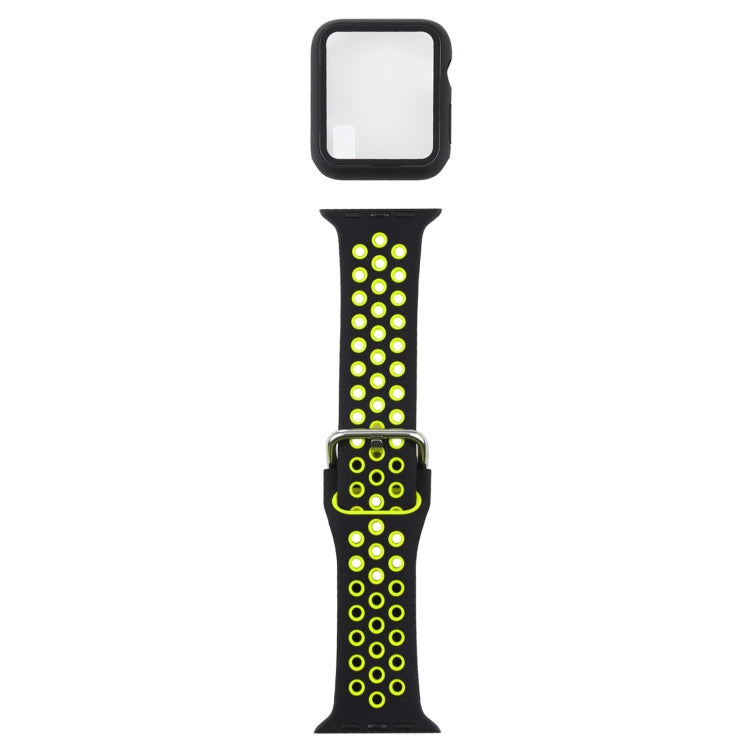 矽膠替換錶帶 + 帶螢幕保護貼的保護殼套裝，適用於 Apple Watch Series 3 & 2 & 1 38mm，適用於 Apple Watch Series 6 / 5 / 4 / Watch SE 40mm