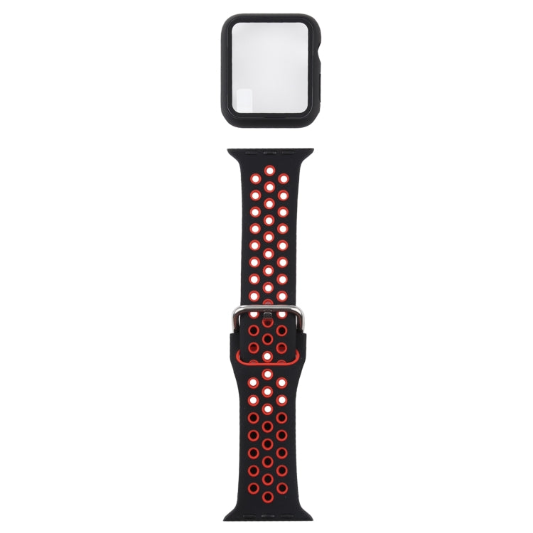 矽膠替換錶帶 + 帶螢幕保護貼的保護殼套裝，適用於 Apple Watch Series 3 & 2 & 1 38mm，適用於 Apple Watch Series 6 / 5 / 4 / Watch SE 40mm