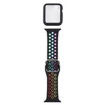 矽膠替換錶帶 + 帶螢幕保護貼的保護殼套裝，適用於 Apple Watch Series 3 & 2 & 1 38mm，適用於 Apple Watch Series 6 / 5 / 4 / Watch SE 40mm