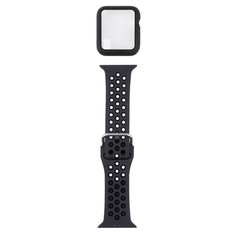 矽膠替換錶帶 + 帶螢幕保護貼的保護殼套裝，適用於 Apple Watch Series 3 & 2 & 1 38mm，適用於 Apple Watch Series 6 / 5 / 4 / Watch SE 40mm