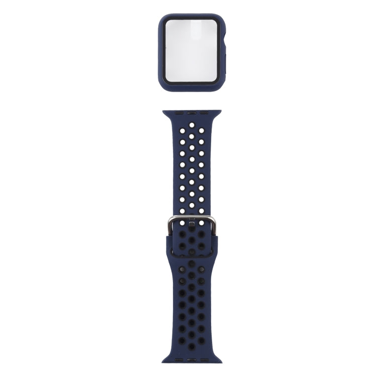 矽膠替換錶帶 + 帶螢幕保護貼的保護殼套裝，適用於 Apple Watch Series 3 & 2 & 1 38mm，適用於 Apple Watch Series 6 / 5 / 4 / Watch SE 40mm
