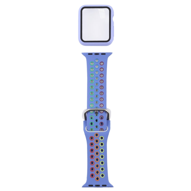 矽膠替換錶帶 + 帶螢幕保護貼的保護殼套裝，適用於 Apple Watch Series 3 & 2 & 1 38mm，適用於 Apple Watch Series 6 / 5 / 4 / Watch SE 40mm