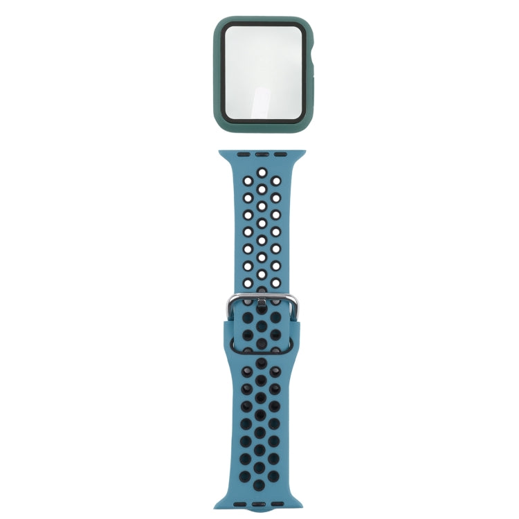 矽膠替換錶帶 + 帶螢幕保護貼的保護殼套裝，適用於 Apple Watch Series 3 & 2 & 1 38mm，適用於 Apple Watch Series 6 / 5 / 4 / Watch SE 40mm