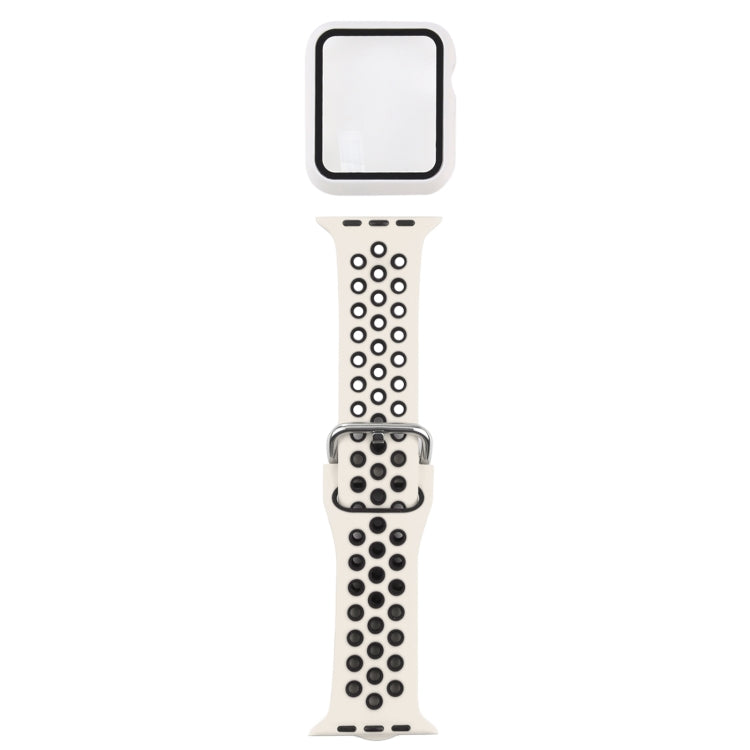 矽膠替換錶帶 + 帶螢幕保護貼的保護殼套裝，適用於 Apple Watch Series 3 & 2 & 1 38mm，適用於 Apple Watch Series 6 / 5 / 4 / Watch SE 40mm