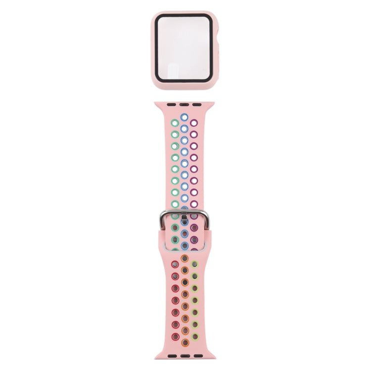 矽膠替換錶帶 + 帶螢幕保護貼的保護殼套裝，適用於 Apple Watch Series 3 & 2 & 1 38mm，適用於 Apple Watch Series 6 / 5 / 4 / Watch SE 40mm