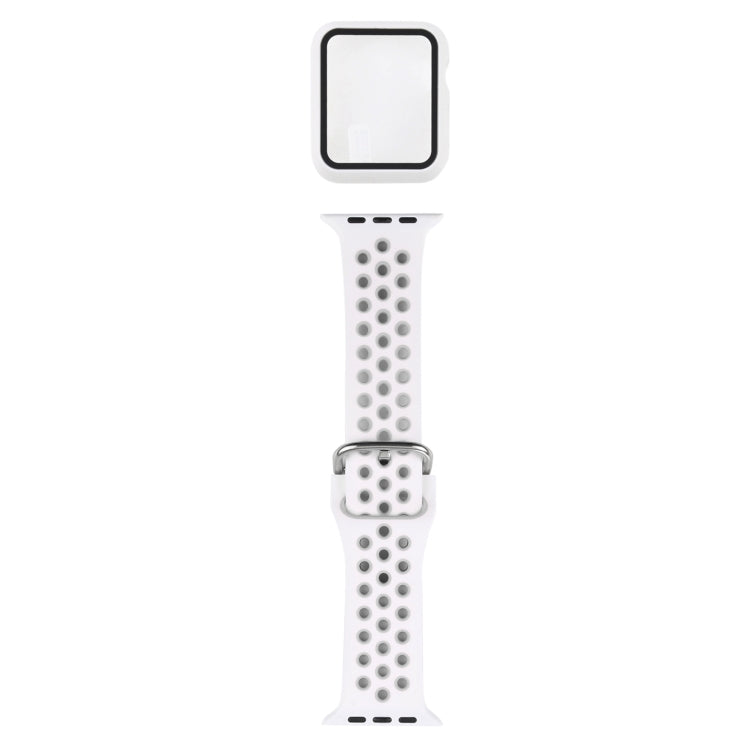 矽膠替換錶帶 + 帶螢幕保護貼的保護殼套裝，適用於 Apple Watch Series 3 & 2 & 1 38mm，適用於 Apple Watch Series 6 / 5 / 4 / Watch SE 40mm
