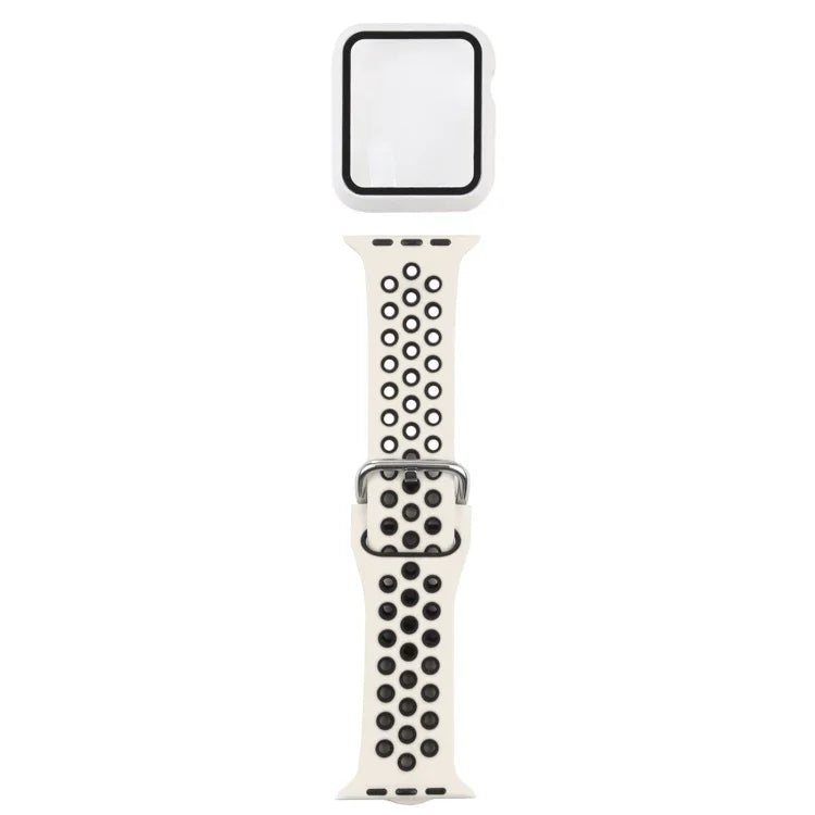 Silicone Replacement Strap Watchband + Protective Case with Screen Protector Set For Apple Watch Series, 3 & 2 & 1 42mm, For Apple Watch Series 6 / 5 / 4 / Watch SE 44mm