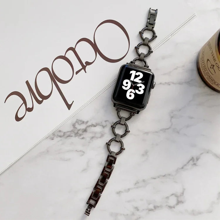 O型鏈條金屬替換錶帶，適用於 Apple Watch Series，7 41mm/6&SE&5&4 40mm/3&2&1 38mm，7 45mm/6&SE&5&4 44mm/3&2&1 42mm