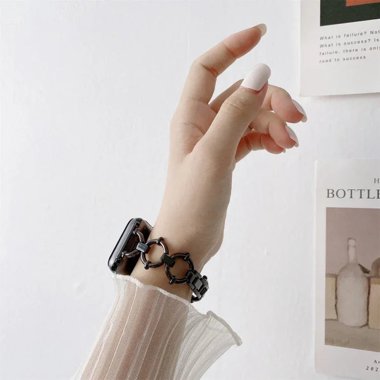 O型鏈條金屬替換錶帶，適用於 Apple Watch Series，7 41mm/6&SE&5&4 40mm/3&2&1 38mm，7 45mm/6&SE&5&4 44mm/3&2&1 42mm