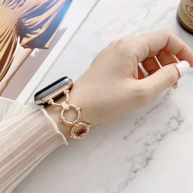 O型鏈條金屬替換錶帶，適用於 Apple Watch Series，7 41mm/6&SE&5&4 40mm/3&2&1 38mm，7 45mm/6&SE&5&4 44mm/3&2&1 42mm