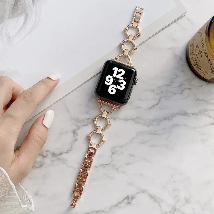 O型鏈條金屬替換錶帶，適用於 Apple Watch Series，7 41mm/6&SE&5&4 40mm/3&2&1 38mm，7 45mm/6&SE&5&4 44mm/3&2&1 42mm