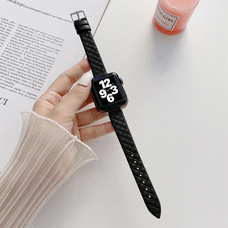 格紋皮革替換錶帶，適用於 Apple Watch Series，7 41mm/6&SE&5&4 40mm/3&2&1 38mm，7 45mm/6&SE&5&4 44mm/3&2&1 42mm