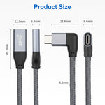 100W USB-C / Type-C 直角公對USB-C / Type-C 母全功能數據延長線，0.2米、0.5米、1米、1.5米