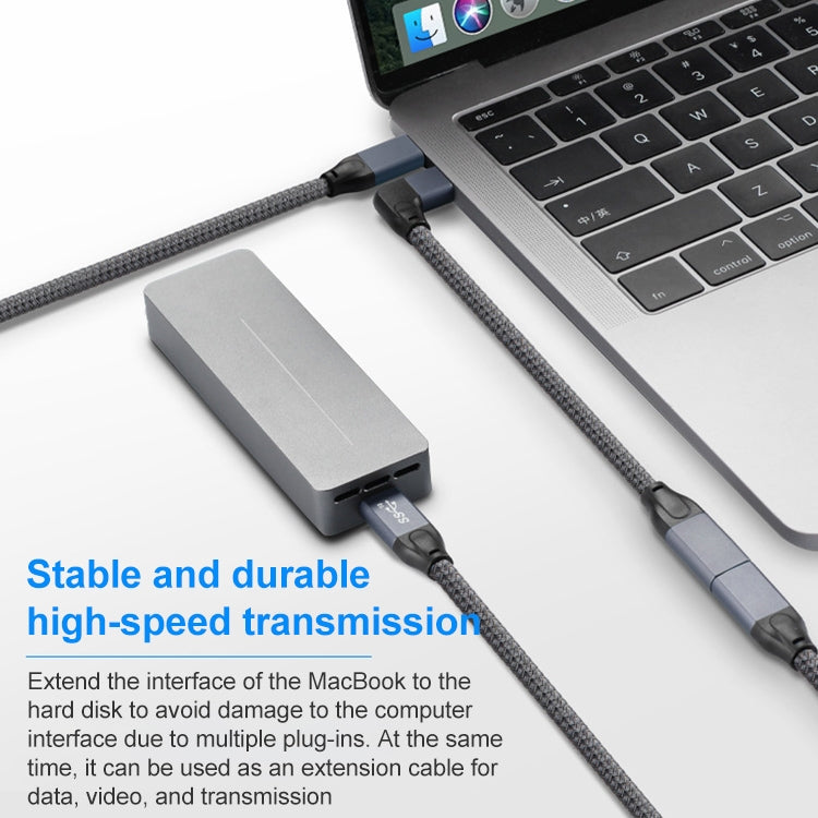 100W USB-C / Type-C 直角公對USB-C / Type-C 母全功能數據延長線，0.2米、0.5米、1米、1.5米