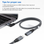 100W USB-C / Type-C 直角公對USB-C / Type-C 母全功能數據延長線，0.2米、0.5米、1米、1.5米