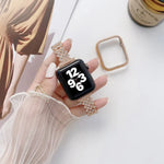 菱形全鑽金屬替換腕帶錶帶 + 保護殼，適用於 Apple Watch Series，適用於 Apple Watch Series 6 / 5 / 4 / Watch SE 40mm，適用於 Apple Watch Series 6 / 5 / 4 / Watch SE 44mm，3 & 2 & 1 42mm，3 & 2 & 1 38mm