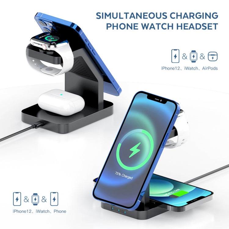 S6 三合一多功能磁吸無線充電支架，適用於 iPhone、iWatch 及 AirPods