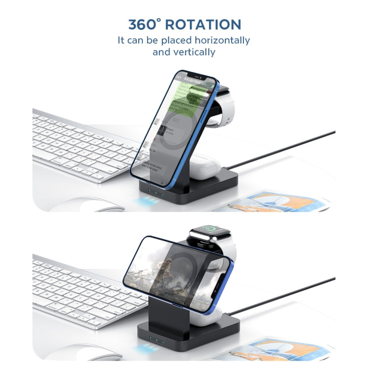 S6 三合一多功能磁吸無線充電支架，適用於 iPhone、iWatch 及 AirPods