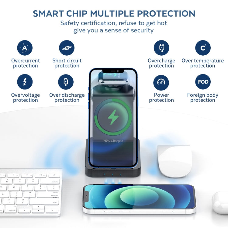 S6 三合一多功能磁吸無線充電支架，適用於 iPhone、iWatch 及 AirPods