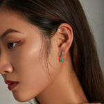 S925純銀菱形綠松石女耳環，菱形綠松石