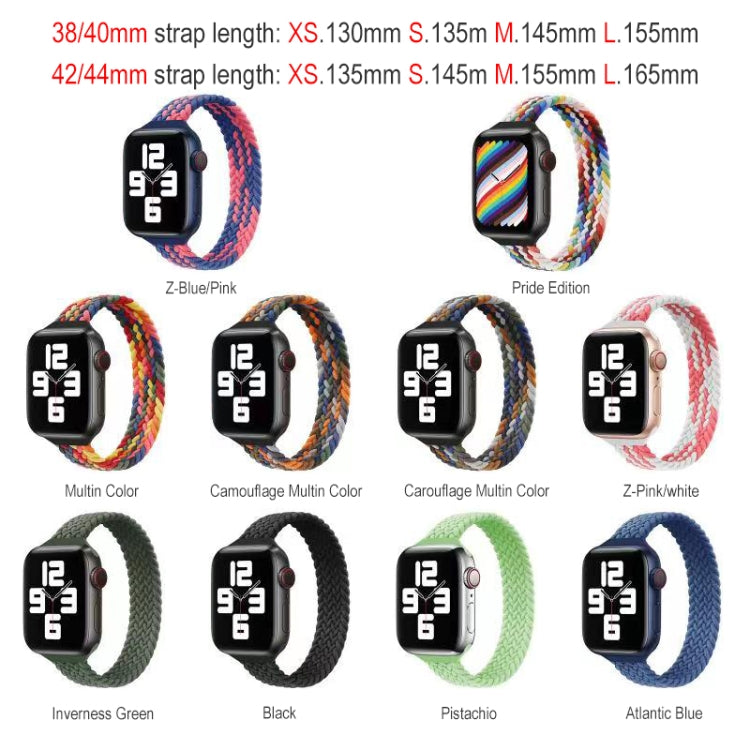 小腰圍單環尼龍編織替換錶帶，適用於 Apple Watch Series，XS 130mm，XS 135mm，7 41mm / 6&SE&5&4 40mm / 3&2&1 38mm
