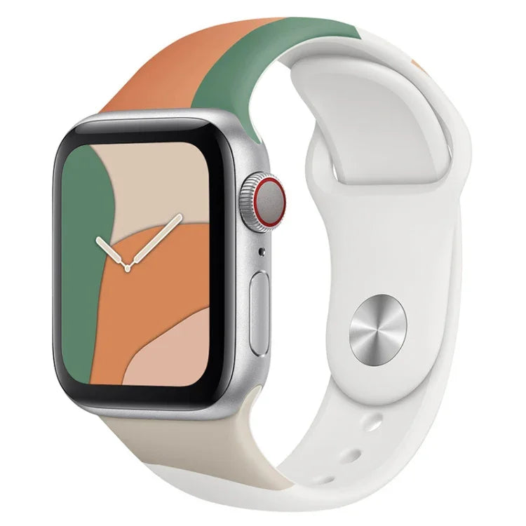 Morandi 系列對比色矽膠替換錶帶，適用於 Apple Watch Series，7 41mm / 6&SE&5&4 40mm / 3&2&1 38mm，7 45mm / 6&SE&5&4 44mm / 3&2&1 42mm