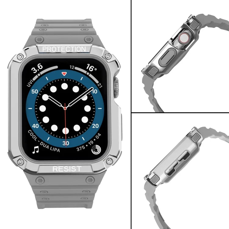 矽膠一體成型替換錶帶，適用於 Apple Watch Series，適用於 Apple Watch Series 9&8&7 45mm / SE&6&5&4 44mm / 3&2&1 42mm