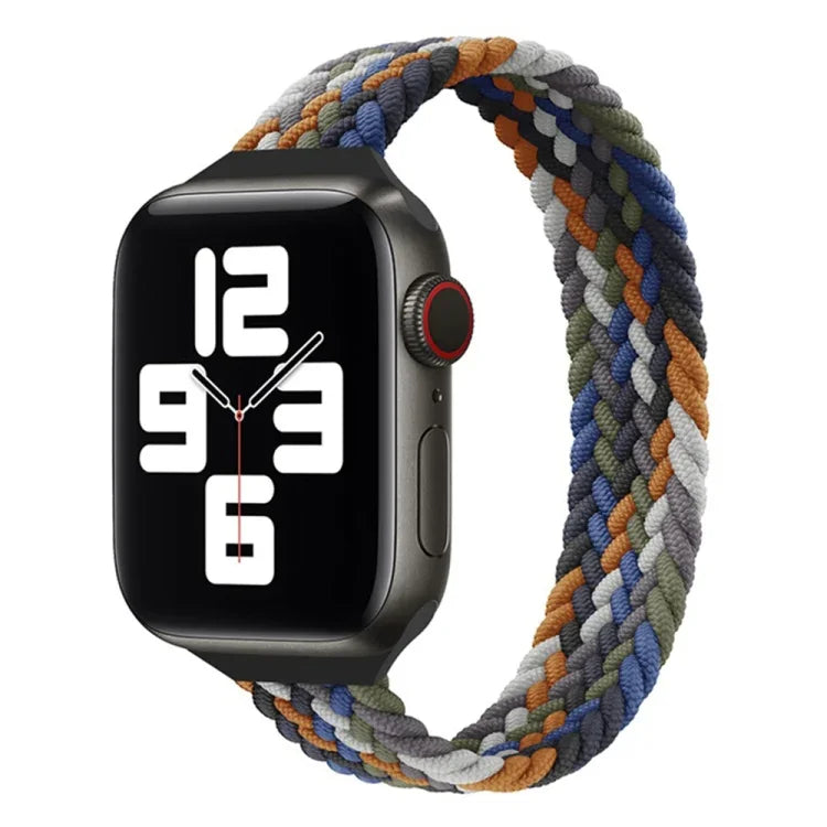小手腕單圈尼龍編織替換錶帶，適用於 Apple Watch Series 7 45mm / 6&SE&5&4 44mm / 3&2&1 42mm，S 145mm，M 155mm，L 165mm
