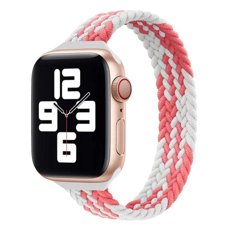 小手腕單圈尼龍編織替換錶帶，適用於 Apple Watch Series 7 45mm / 6&SE&5&4 44mm / 3&2&1 42mm，S 145mm，M 155mm，L 165mm