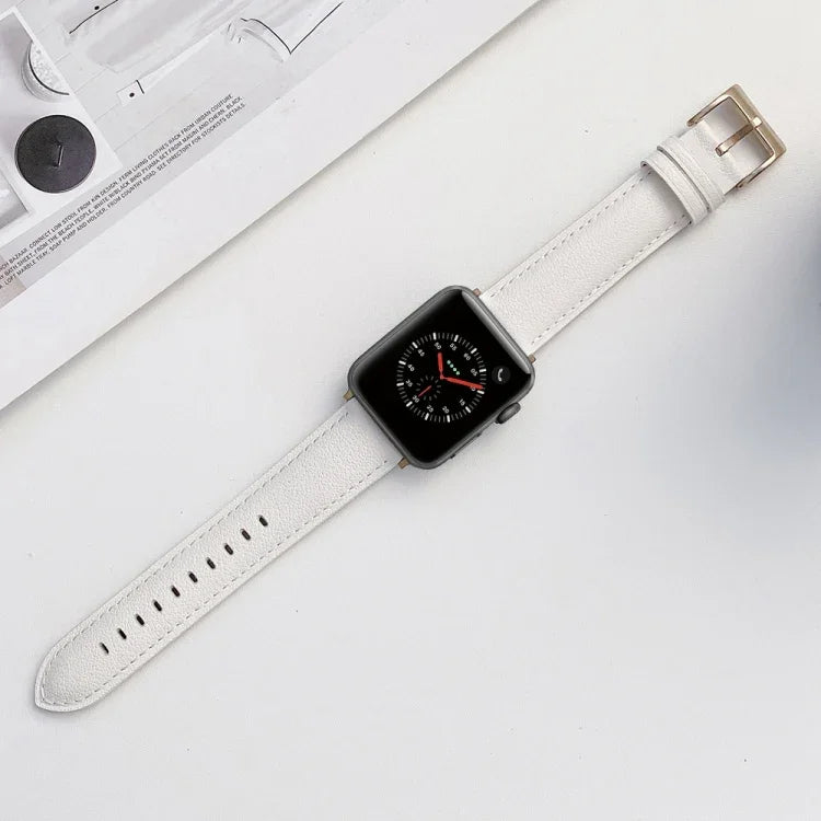 縫線皮革替換錶帶，適用於 Apple Watch Series，7 41mm / 6&SE&5&4 40mm / 3&2&1 38mm，7 45mm / 6&SE&5&4 44mm / 3&2&1 42mm