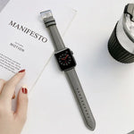 Sewing Leather Replacement Strap Watchband For Apple Watch Series, 7 41mm / 6&SE&5&4 40mm / 3&2&1 38mm, 7 45mm / 6&SE&5&4 44mm / 3&2&1 42mm