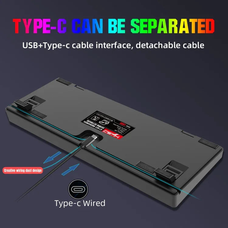 HXSJ L600 87鍵 USB-C / Type-C 有線紅軸機械鍵盤帶酷炫背光