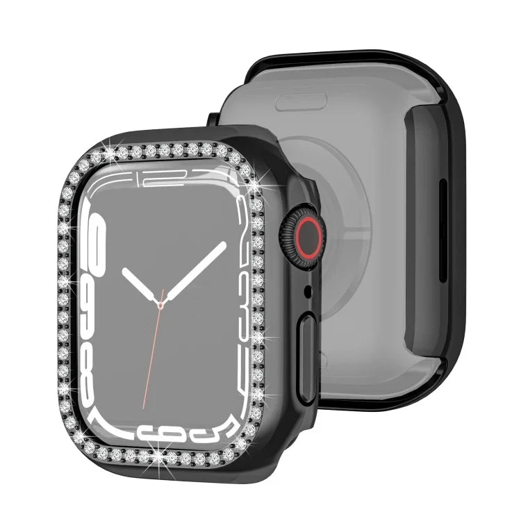 電鍍 PC 單排鑽石保護殼，適用於 Apple Watch Series，適用於 Apple Watch Series 9 / 8 / 7 41mm，適用於 Apple Watch Series 9 / 8 / 7 45mm