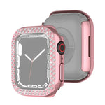 電鍍 PC 雙排鑽石保護殼，適用於 Apple Watch Series，適用於 Apple Watch Series 9 / 8 / 7 41mm，適用於 Apple Watch Series 9 / 8 / 7 45mm