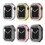 電鍍 PC 雙排鑽石保護殼，適用於 Apple Watch Series，適用於 Apple Watch Series 9 / 8 / 7 41mm，適用於 Apple Watch Series 9 / 8 / 7 45mm
