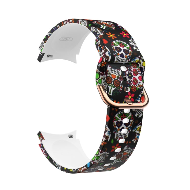 For Samsung Galaxy Watch4 / Watch4 Classic Silicone Printing Replacement Strap Watchband, Tie Dye, Rainbow, Color Skull, Grey Flowers, Sunflower, Cat Paw, Candy