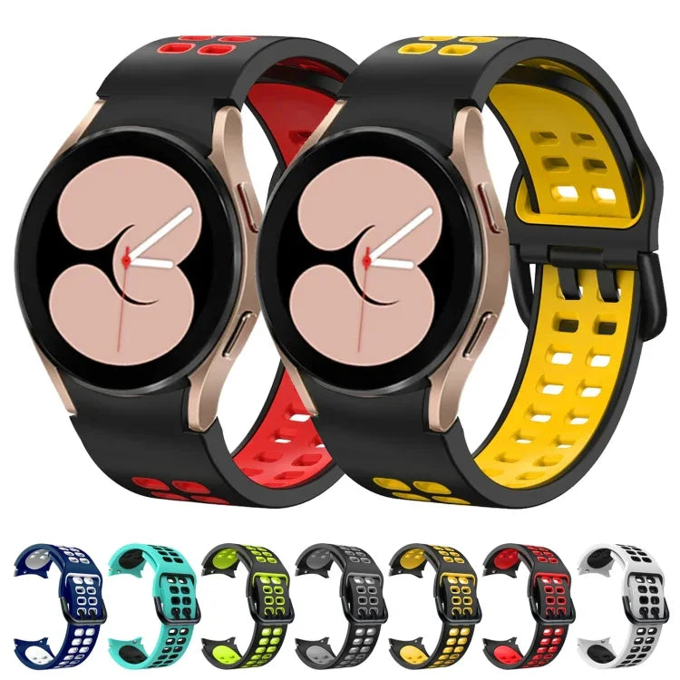 雙排孔雙色矽膠替換錶帶，適用於 Samsung Galaxy Watch4 40mm / 44mm