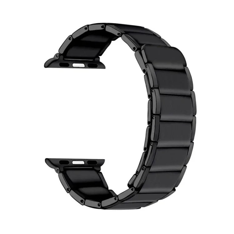 竹節磁吸鋼製替換錶帶，適用於 Apple Watch Series，7 41mm / 6&SE&5&4 40mm / 3&2&1 38mm，7 45mm / 6&SE&5&4 44mm / 3&2&1 42mm