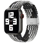 尼龍編織單扣替換錶帶，適用於 Apple Watch Series，7 45mm / 6&SE&5&4 44mm / 3&2&1 42mm