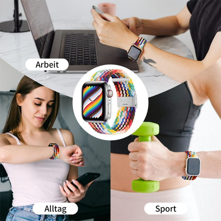 尼龍編織單扣替換錶帶，適用於 Apple Watch Series，7 45mm / 6&SE&5&4 44mm / 3&2&1 42mm
