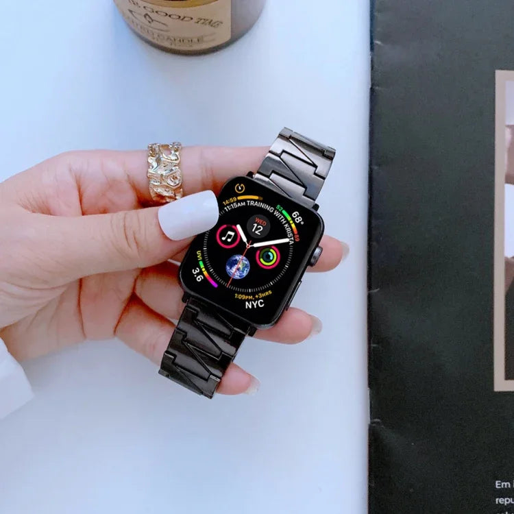 閃電形不鏽鋼替換錶帶，適用於 Apple Watch 系列，7 41mm / 6&SE&5&4 40mm / 3&2&1 38mm，7 45mm / 6&SE&5&4 44mm / 3&2&1 42mm