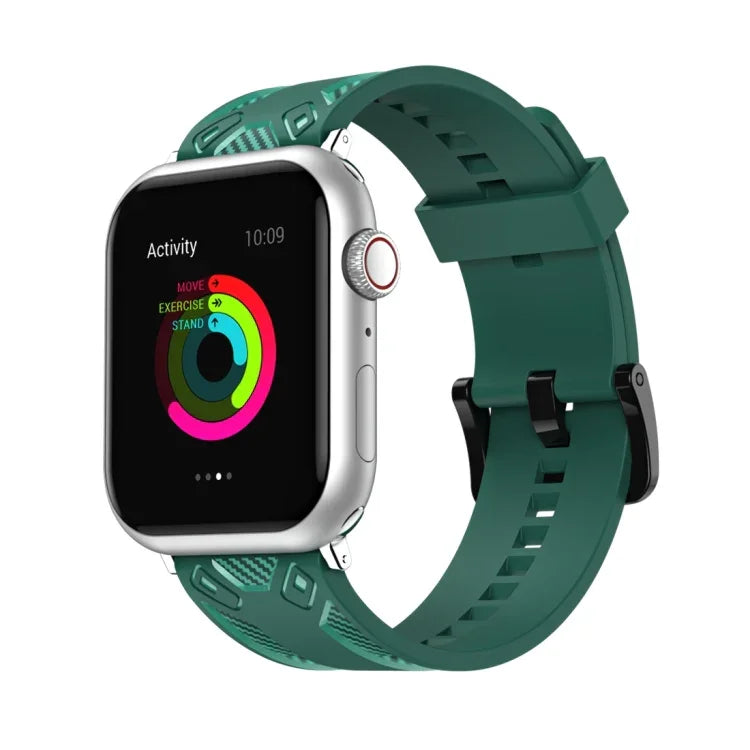 Carbon Fiber Texture Replacement Watchband For Apple Watch Series, 7 41mm / 6&SE&5&4 40mm / 3&2&1 38mm, 7 45mm / 6&SE&5&4 44mm / 3&2&1 42mm