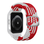 TPU 框扣編織一體式替換錶帶，適用於 Apple Watch 系列，6 & SE & 5 & 4 40mm / 3 & 2 & 1 38mm，6 & SE & 5 & 4 44mm / 3 & 2 & 1 42mm