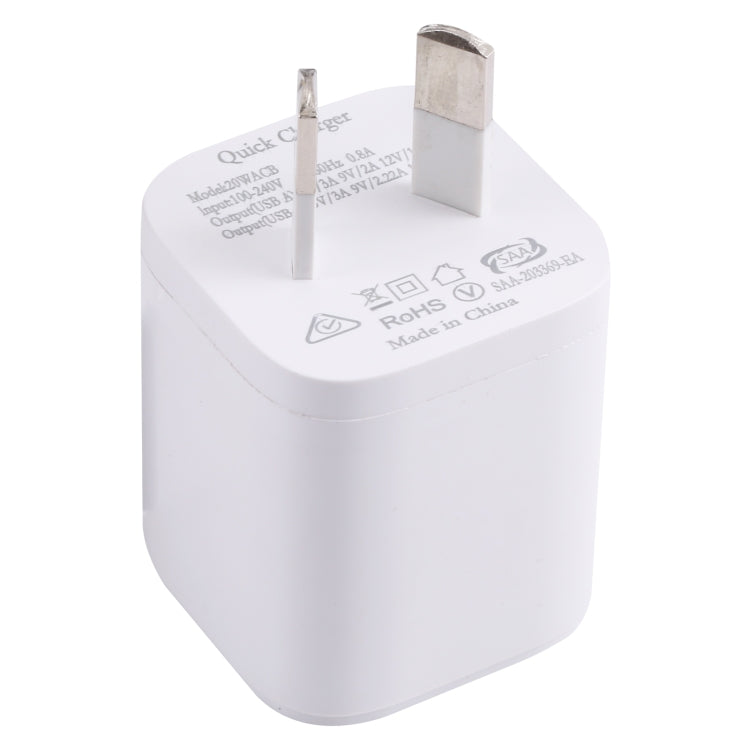 20WACB 20W QC3.0 + PD快充充電器，澳規插頭，歐規插頭，美規插頭