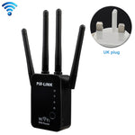 無線智能 WiFi 路由器中繼器 配備 4 根 WiFi 天線，歐規插頭黑色，歐規插頭白色，英規插頭黑色，英規插頭白色，美規插頭黑色，美規插頭白色