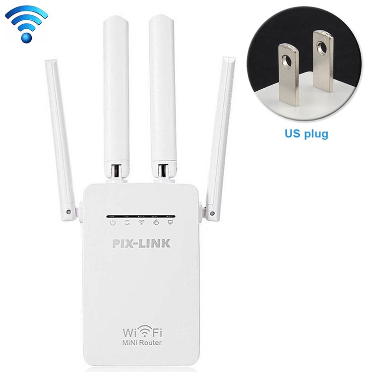 無線智能 WiFi 路由器中繼器 配備 4 根 WiFi 天線，歐規插頭黑色，歐規插頭白色，英規插頭黑色，英規插頭白色，美規插頭黑色，美規插頭白色